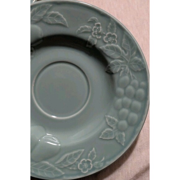 2 Savoir Vivre Fruit Promenade Celadon MF003 Cup & Saucer Sets Discontinued EUC - Picture 10 of 14
